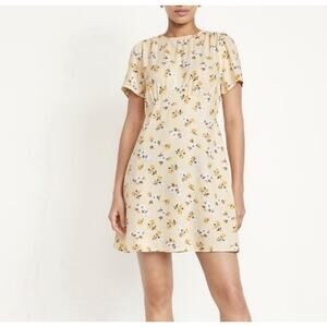 Old Navy Women's Floral Yellow Dress With Pockets Size SMALL Mini Short NEW